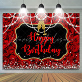 Lofaris Red Rose Pearl Champagne Birthday Backdrop for Woman