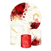 Red Rose Themed Round Backdrop and Cylinders Kit for Weddings