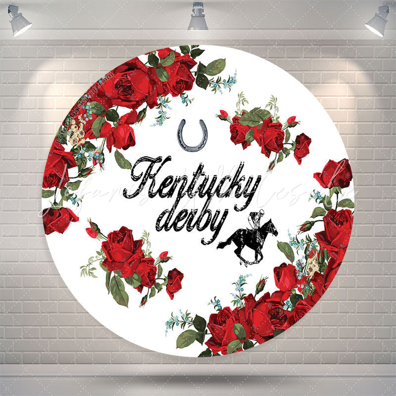 Lofaris Red Roses And White Circle Kentucky Derby Backdrop
