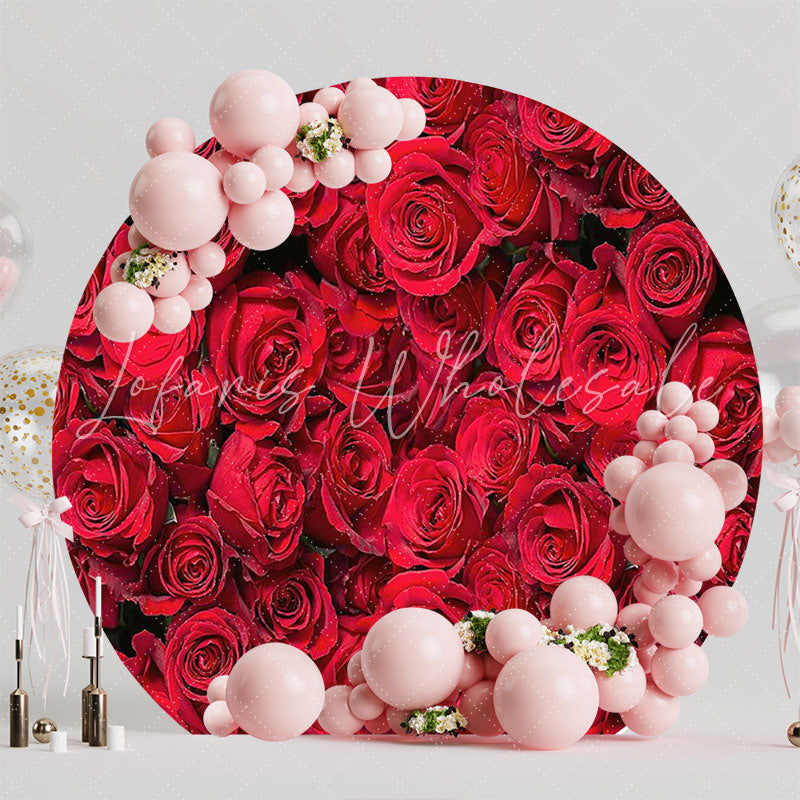 Red Roses Romantic Round Backdrop for Elegant Party