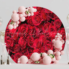 Red Roses Romantic Round Backdrop for Elegant Party