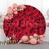 Lofaris Red Roses Theme Round Wedding Party Backdrop