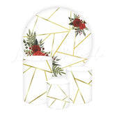 Red Roses Themed Round Backdrop and Cylinders Kit for Weddings