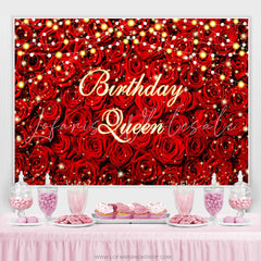 Lofaris Red Roses Wall Light Belt Birthday Queen Backdrop
