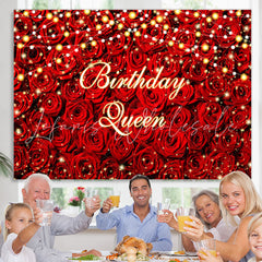 Lofaris Red Roses Wall Light Belt Birthday Queen Backdrop