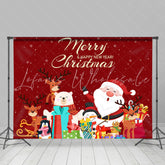 Lofaris Red Santa Claus Elk New Year Christmas Backdrop