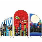 Lofaris Red Spider Cobweb Night City Birthday Arch Backdrop Kit