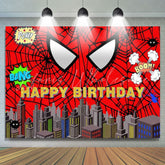 Red Spider Web Super Heros City Backdrop Party Decoration Backdrop