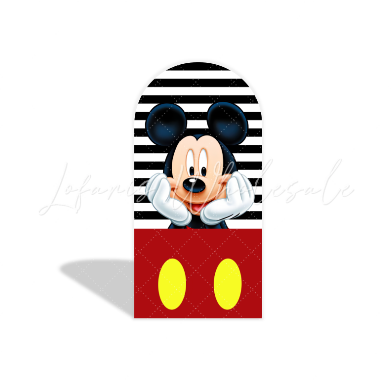 Red stripes mickey and minnie arch Birthday Party Arch Backdrop Wall Cloth Cover