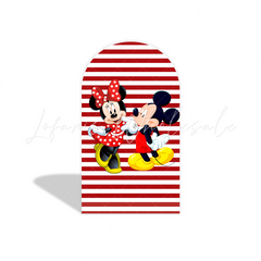 Red stripes mickey and minnie arch Birthday Party Arch Backdrop Wall Cloth Cover