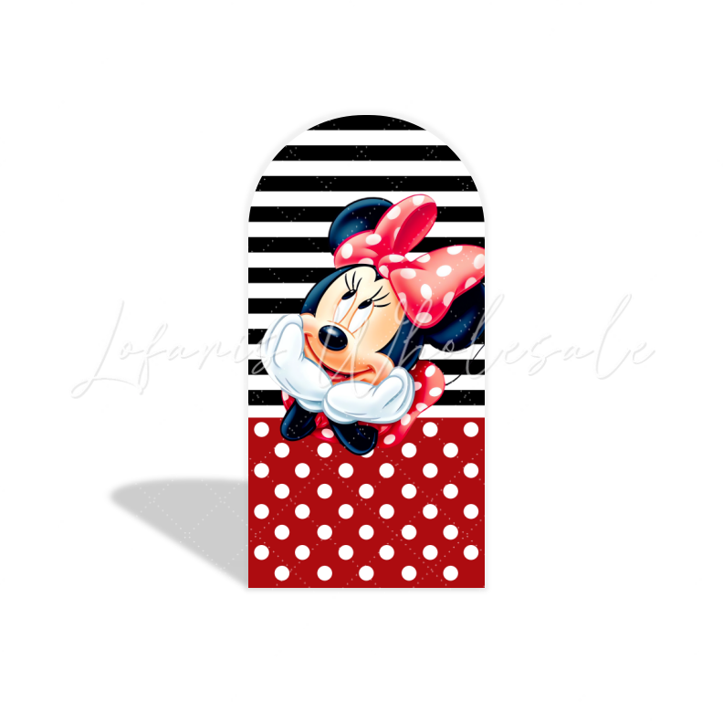 Red stripes mickey and minnie arch Birthday Party Arch Backdrop Wall Cloth Cover