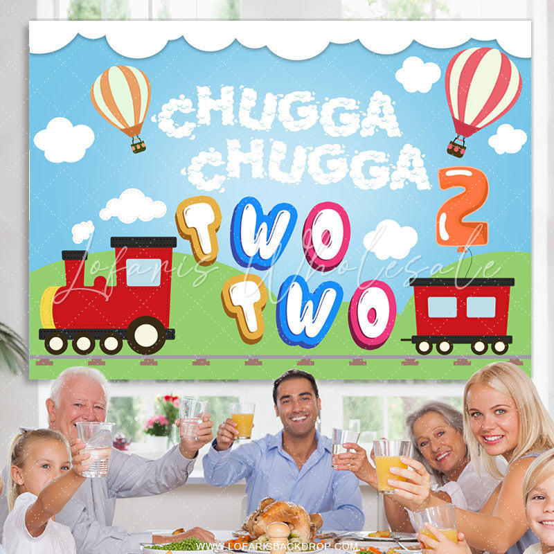 Lofaris Red Train And Chugga Happy 2nd Birthday Party Backdrop