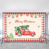 Lofaris Red Truck And Chrismas Pine Backdrop For Decoration