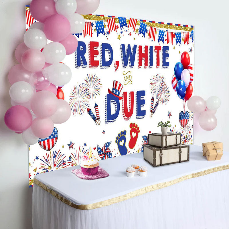 Lofaris Red White And Due American Flag Baby Shower Backdrop