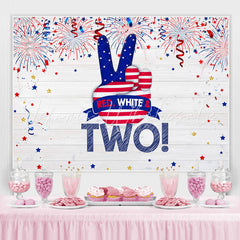 Lofaris Red White and Two Wood Fourth of July Birthday Backdrop