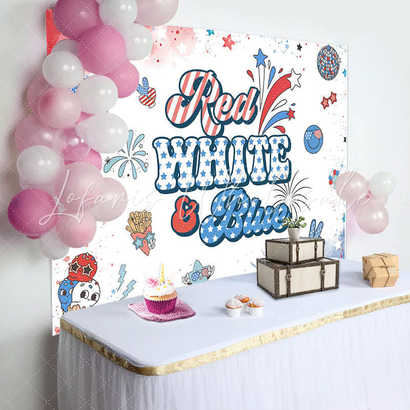 Lofaris Red White Blue American Flag Stars Birthday Backdrop