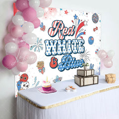 Lofaris Red White Blue American Flag Stars Birthday Backdrop