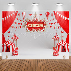 Lofaris Red White Circus Curtain Flag Birthday Backdrop