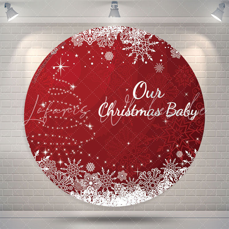 Lofaris Red White Glitter Christmas Circle Round Backdrop