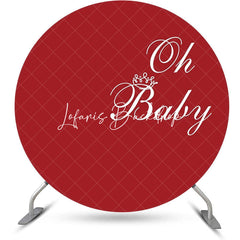 Lofaris Red White Oh Baby Round Girl Gender Reveal Backdrop