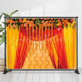 Lofaris Red Yellow Tulle Curtain Marigold Diwali Backdrop