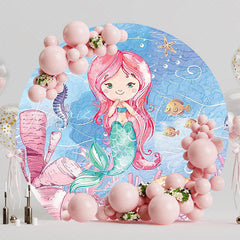 Redhead Mermaid Fantasy Round Backdrop for Party