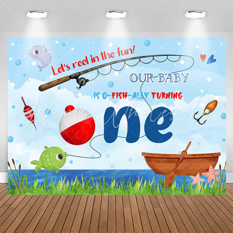 Lofaris Reel In The Fun Fishing Theme 1st Birthday Backdrop