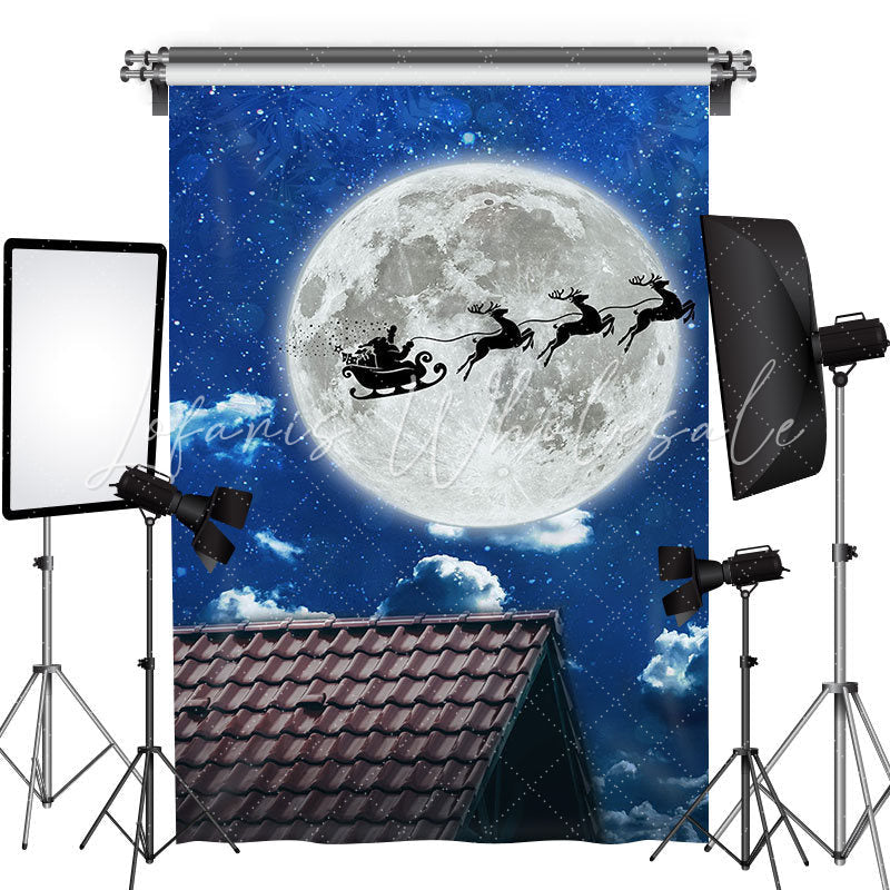 Lofaris Reindeer Sleigh Moon Roof Christmas Photo Backdrop
