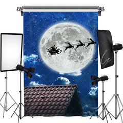 Lofaris Reindeer Sleigh Moon Roof Christmas Photo Backdrop
