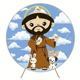 Religious Saint Francis Round Backdrop for Faith-Based Event