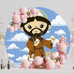 Religious Saint Francis Round Backdrop for Faith-Based Event