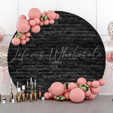 Lofaris Retro Black Brick Wall Round Backdrop For Birthday