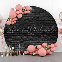 Lofaris Retro Black Brick Wall Round Backdrop For Birthday