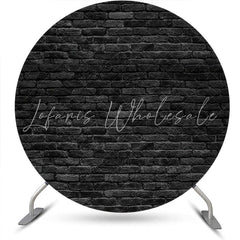 Lofaris Retro Black Brick Wall Round Backdrop For Birthday