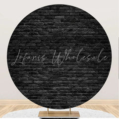Lofaris Retro Black Brick Wall Round Backdrop For Birthday