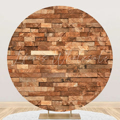 Lofaris Retro Brick Wall Round Backdrop For Birthday Party