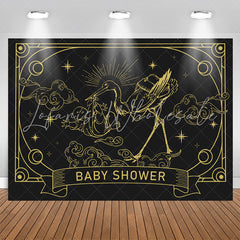 Lofaris Retro Dark Grey Gold Celestial Baby Shower Backdrop