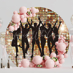 Retro Disco Party Lights Round Backdrop for Dance Party