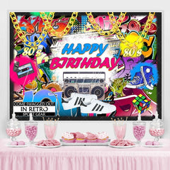 Lofaris Retro Hip Pop Urban Graffiti Happy Birthday Backdrop