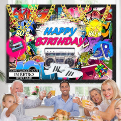 Lofaris Retro Hip Pop Urban Graffiti Happy Birthday Backdrop