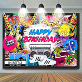 Lofaris Retro Hip Pop Urban Graffiti Happy Birthday Backdrop