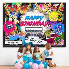 Lofaris Retro Hip Pop Urban Graffiti Happy Birthday Backdrop