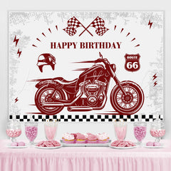 Lofaris Retro Motorcycle And Flags Happy Birthday Backdrop