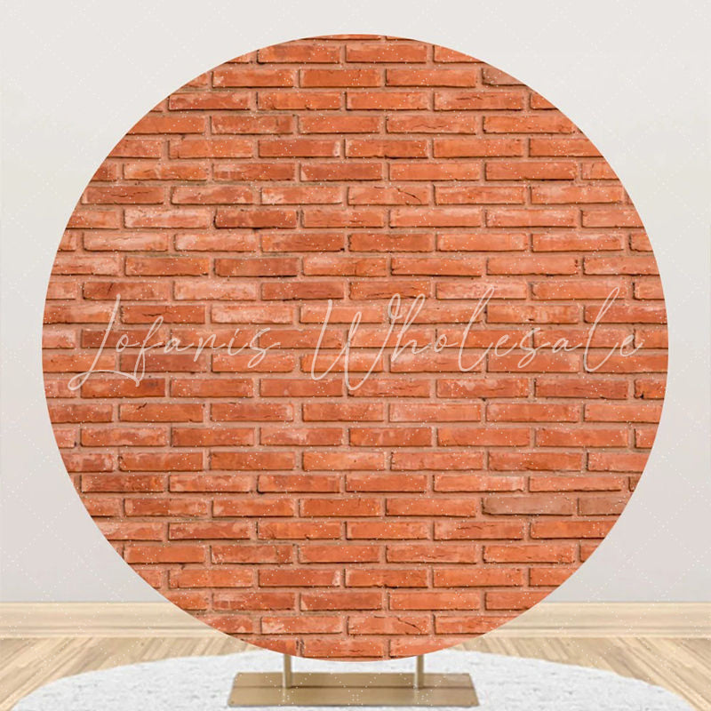 Lofaris Retro Red Brick Wall Texture Round Birthday Backdrop