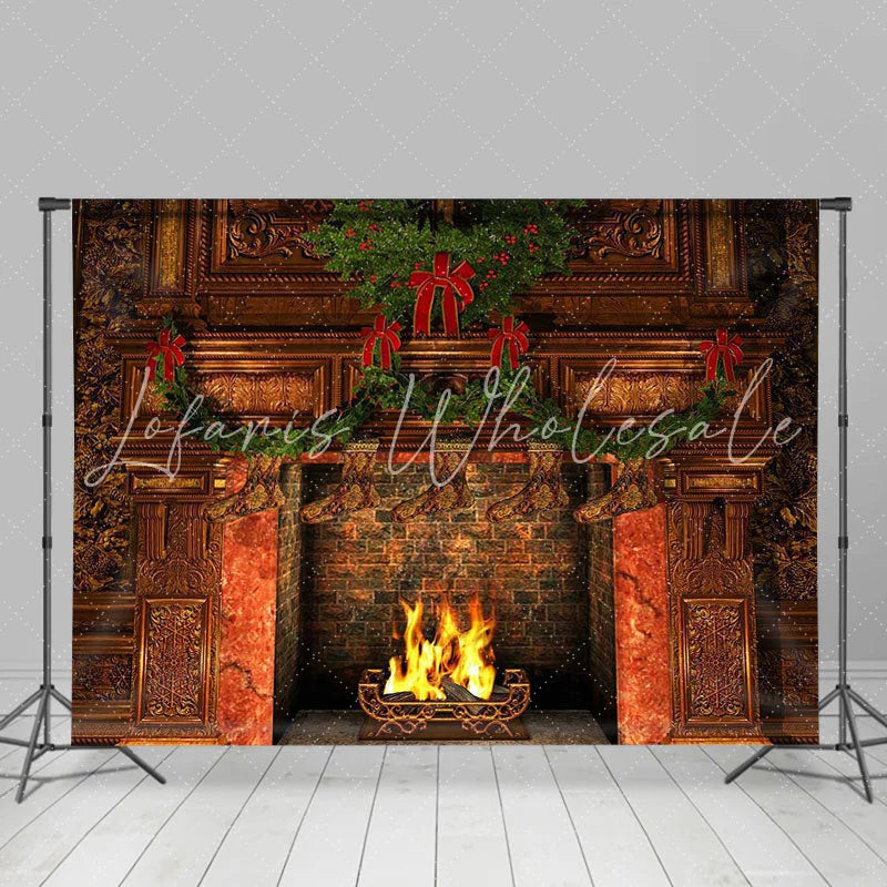 Lofaris Retro socks fireplace gorgeous Christmas photo backdrop