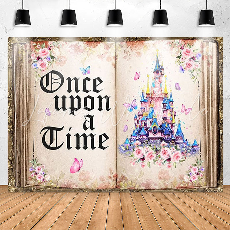Lofaris Retro Story Book Castle Floral Girl Birthday Backdrop