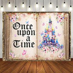 Lofaris Retro Story Book Castle Floral Girl Birthday Backdrop