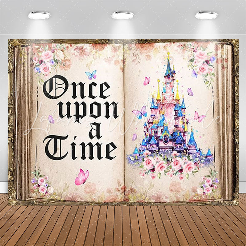 Lofaris Retro Story Book Castle Floral Girl Birthday Backdrop
