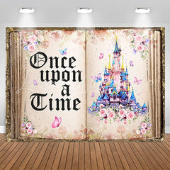 Lofaris Retro Story Book Castle Floral Girl Birthday Backdrop