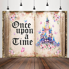 Lofaris Retro Story Book Castle Floral Girl Birthday Backdrop